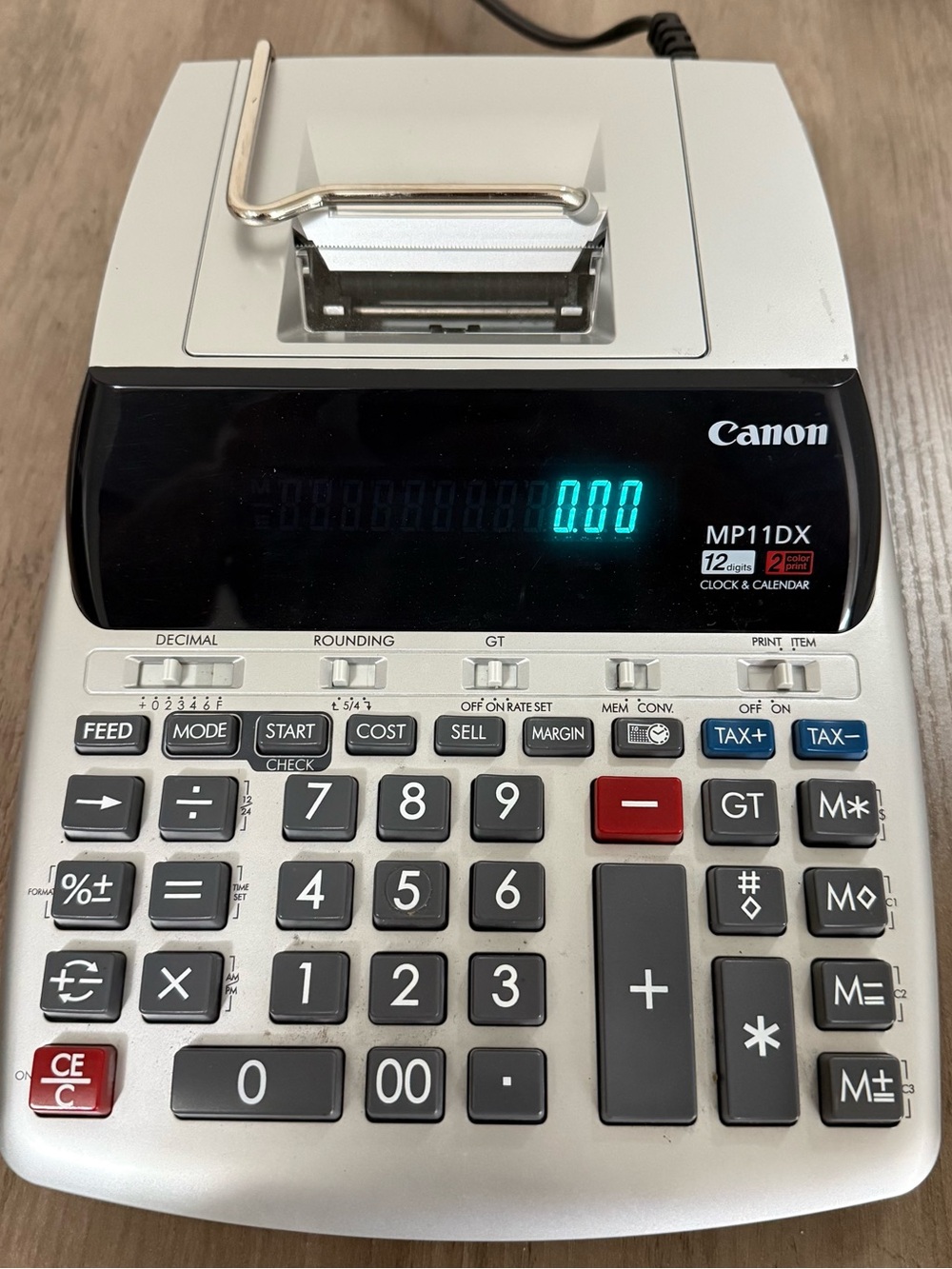 Canon MP11DX 12 Digit Desktop Printing Calculator Plug In Tested Clock/Calendar